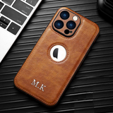 大人カッコいいクラシックレザー  名入れ 文字入れ 5色 iPhone用ケース(:シルバー:下部3D刻印)