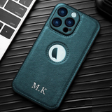 大人カッコいいクラシックレザー  名入れ 文字入れ 5色 iPhone用ケース(:シルバー:下部3D刻印)