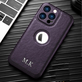 大人カッコいいクラシックレザー  名入れ 文字入れ 5色 iPhone用ケース(:シルバー:下部3D刻印)