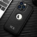 大人カッコいいクラシックレザー  名入れ 文字入れ 5色 iPhone用ケース(:シルバー:下部3D刻印)