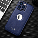 大人カッコいいクラシックレザー  名入れ 文字入れ 5色 iPhone用ケース(:シルバー:下部3D刻印)