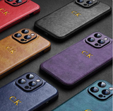 大人カッコいい クラシックレザー iPhone用ケース|「名入れ・文字入れ対応」4色展開 (ゴールド中央3D刻印)
