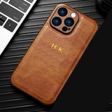 大人カッコいい クラシックレザー iPhone用ケース|「名入れ・文字入れ対応」4色展開 (ゴールド中央3D刻印)