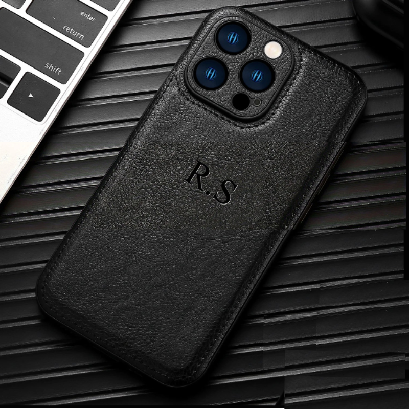 クラシックレザー 名入れ iPhoneケース｜3色展開 Colorless中央3D刻印