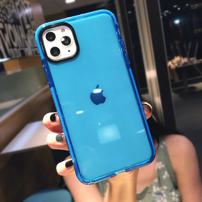 透明な蛍光カラー ソフトシリコン仕様 5色 iPhone用ケース