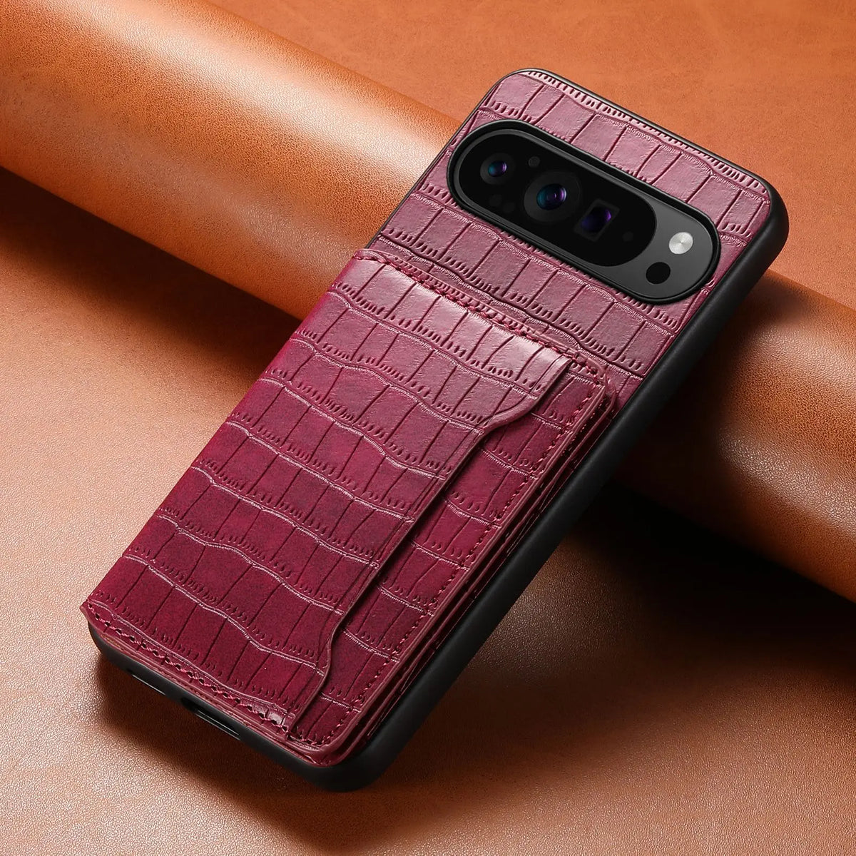 高級クロコ型押し Samsung Galaxy レザーケース｜カード収納・スタンド
