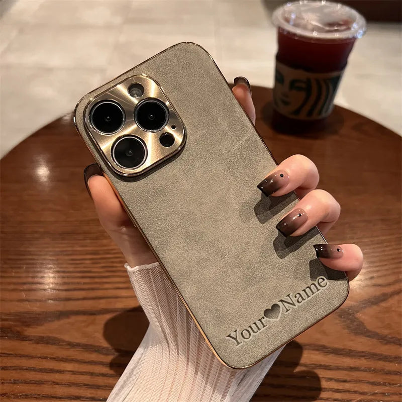 名入れ可】大人カッコいい 柔らかラムスキンレザー iPhone用ケース