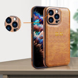 大人カッコいい クラシックレザー iPhone用ケース|「名入れ・文字入れ対応」4色展開 (ゴールド中央3D刻印)