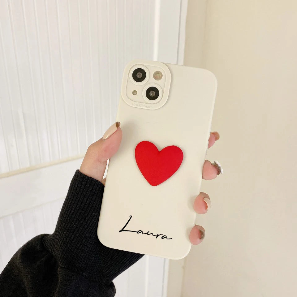 Love Heart カッコよく 筆記体で 名入れ オーダーメイド5色 iPhone用ケース