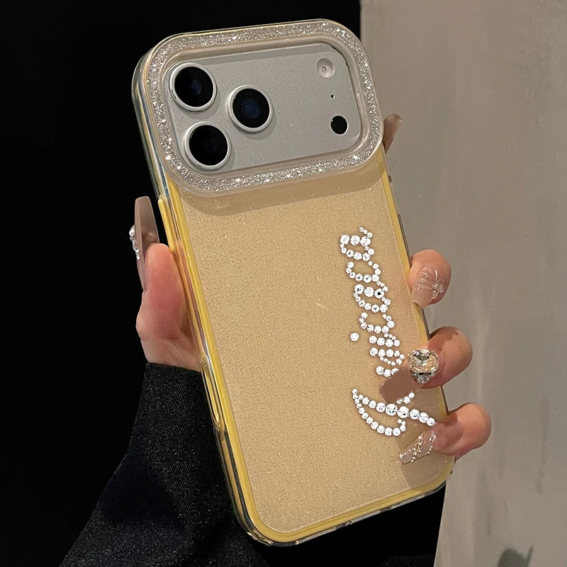 キラキラ名入れカスタム♡ラインストーンiPhone用ケース（耐衝撃