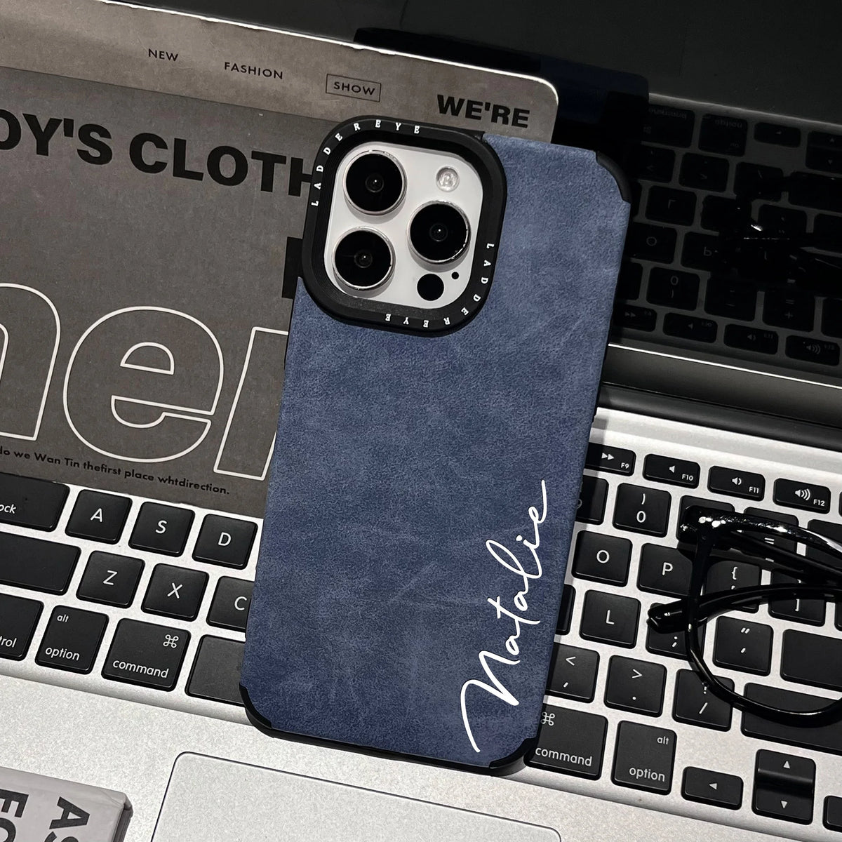 触り心地いい 筆記体でカッコよく高品質レザー 名入れ オーダーメイド