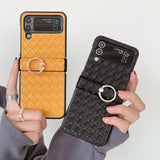 レトロ編み込みリングホルダー付き5色 Samsung Galaxy Z Flip用ケース
