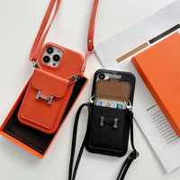 カードホルダー クロースバディーショルダーストラップ付き6色 iPhone用ケース