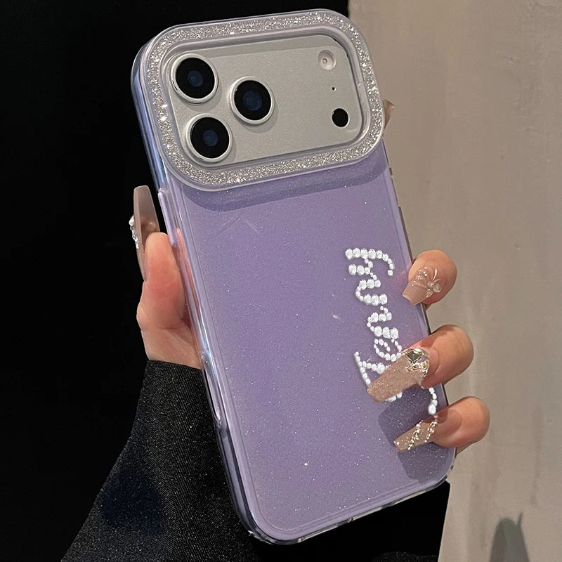 キラキラ名入れカスタム♡ラインストーンiPhone用ケース（耐衝撃
