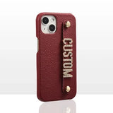 リアルレザー輝くストーンでオリジナル カスタム 名前 文字入れ iPhone用ケース(13シリーズ~)