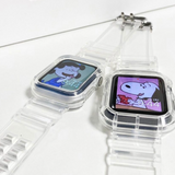 大人シンプルクリア ブラック/ホワイト Apple Watchベルト42mm or 44mm or 45mm