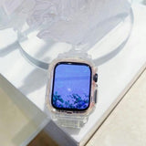 大人シンプルクリア ブラック/ホワイト Apple Watchベルト42mm or 44mm or 45mm