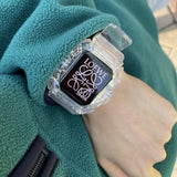 大人シンプルクリア ブラック/ホワイト Apple Watchベルト42mm or 44mm or 45mm