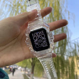 大人シンプルクリア ブラック/ホワイト Apple Watchベルト42mm or 44mm or 45mm