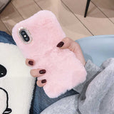 レインボーカラーのふわふわ&もこもこファー! ガーリーiPhone用ケース