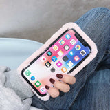 レインボーカラーのふわふわ&もこもこファー! ガーリーiPhone用ケース