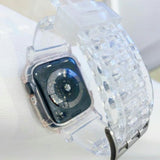 大人シンプルクリア ブラック/ホワイト Apple Watchベルト42mm or 44mm or 45mm
