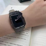 大人シンプルクリア ブラック/ホワイト Apple Watchベルト42mm or 44mm or 45mm