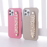 リアルレザー輝くストーンでオリジナル カスタム 名前 文字入れ iPhone用ケース(13シリーズ~)