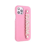 リアルレザー輝くストーンでオリジナル カスタム 名前 文字入れ iPhone用ケース(13シリーズ~)