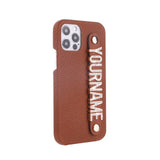 リアルレザー輝くストーンでオリジナル カスタム 名前 文字入れ iPhone用ケース(13シリーズ~)