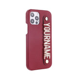 リアルレザー輝くストーンでオリジナル カスタム 名前 文字入れ iPhone用ケース(13シリーズ~)