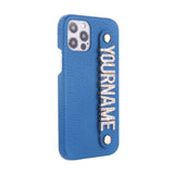 リアルレザー輝くストーンでオリジナル カスタム 名前 文字入れ iPhone用ケース(13シリーズ~)