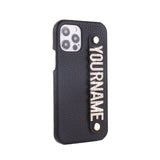 リアルレザー輝くストーンでオリジナル カスタム 名前 文字入れ iPhone用ケース(13シリーズ~)