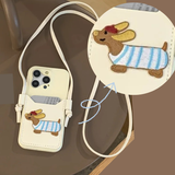 可愛いワンちゃん カードポケット付き クロースバディー 3色 iPhone用ケース