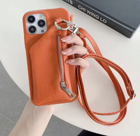 Zipper Wallet形 イニシャル入れ クロースバディーパステルカラー4色 iPhone用ケース