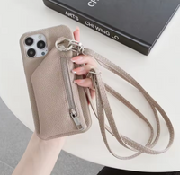 Zipper Wallet形 イニシャル入れ クロースバディー4色 iPhone用ケース