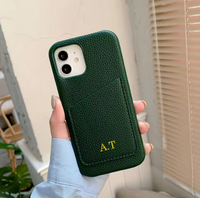 《17～14シリーズ》カードホルダー付きイニシャルでカスタム 上質革の6色iPhone用ケース