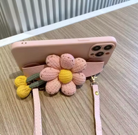 ファブリック フラワーのリストバンド クロースバンド付き iPhone用ケース