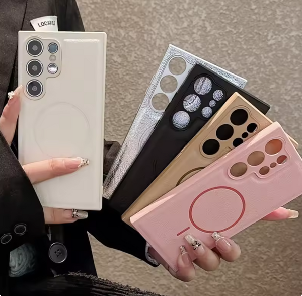 Magsafe機能付き 高品質レザー 5色 Samsung Galaxy用ケース