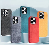 オリジナル デニム ファブリックレザー MagSafe 機能付き 合金レンズフレーム iPhone用ケース