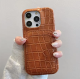 iPhone用ケース｜クロコ型押しレザー×カード収納 高級感スマホケース