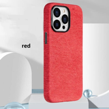 オリジナル デニム ファブリックレザー MagSafe 機能付き 合金レンズフレーム iPhone用ケース