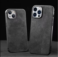 ロゴ 写真入れ カスタマイズ 高級アルカンターラ素材 iPhone用ケース