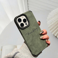 触り心地いい 筆記体でカッコよく高品質レザー 名入れ オーダーメイド ４色 iPhone用ケース(Center）