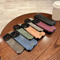 大人カッコいい 名入れ イニシャル入れ ナンバー入れ可 柔らかラムスキン( lambskin Leather) 5色 iPhone用ケース(ゴールド：下部3D刻印)