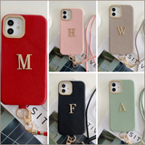 上質本革メタルゴールドイニシャル刻印 iPhoneケース｜ランヤード付きラグジュアリーエディション（iPhone17/16/15/14/13/12/11 Pro Max/Plus対応）