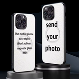 Magsafe機能付き ラムスキンレザー ロゴ 名入れ オリジナル カスタマイズ可  iPhone用ケース