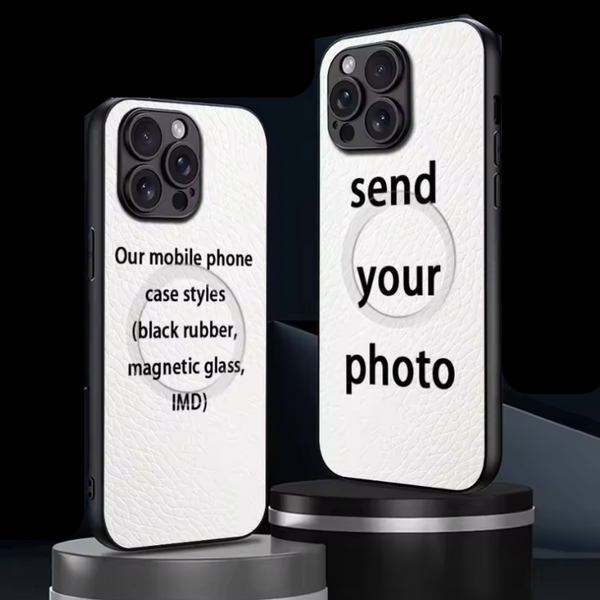 Magsafe機能付き ラムスキンレザー ロゴ 名入れ オリジナル カスタマイズ可  iPhone用ケース