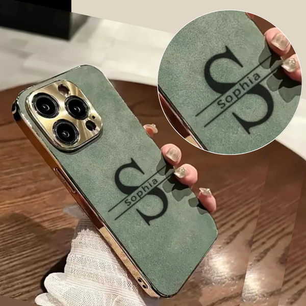 大人カッコいい 名入れ 文字入れ 柔らかラムスキンレザー 4色 iPhone用ケース(大文字イニシャル）