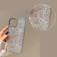 キラキラ きらめくグリッタースパンコールラインストーン付きiPhone用ケース